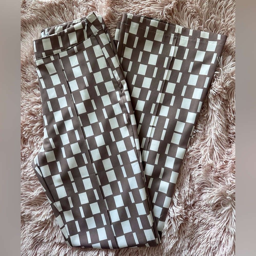 Princess Polly Brown and White Geometric Wide Leg Pants